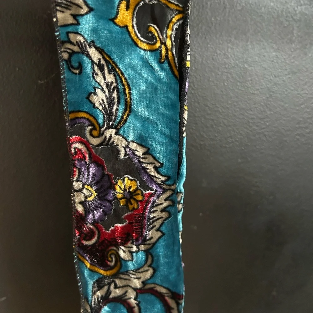 Boho Velour and Silk Floral Scarf Tie Wrap